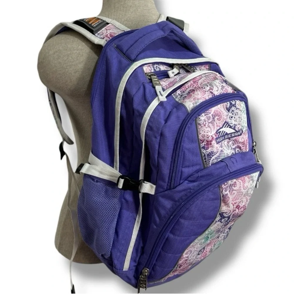 High Sierra Purple Swerve Backpack Lavender Delicate Lace White